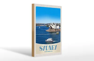 Produktbild von Holzschild Reise 20x30cm Sydney Australien Meer Schiff Yacht