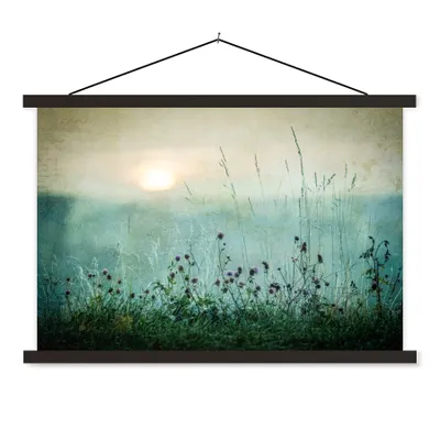 Produktbild von MuchoWow® Textilposter Natur - Vintage - Blumen - Sonne 90x60 cm mit schwarzem Rahmen - Aufhängungssatz