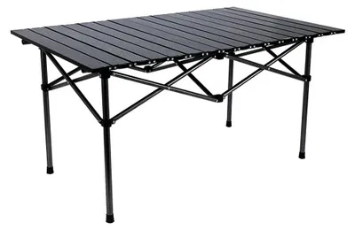Produktbild von Campingtisch - Klappbarer Outdoor-Tisch - 120x60x65 cm - Für 4 Personen - Tragbarer Balkon- & Picknicktisch - Stahl - Schwarz