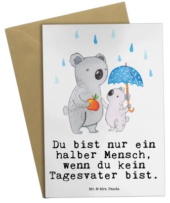 Produktbild von Mr. & Mrs. Panda Grußkarte Tagesvater Herz - Weiß - Geschenk, osterkarten, babykarte, hochzeitskarten, weihnachtskarten, einladungskarten
