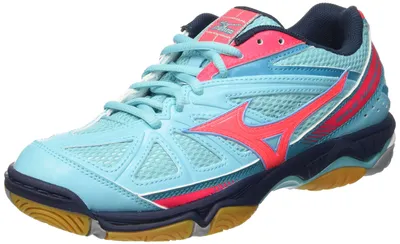 Imagen del producto de Zapatillas de voleibol Mizuno Wave Hurricane 3 para mujer, color blanco, amarillo y azul, talla 41
