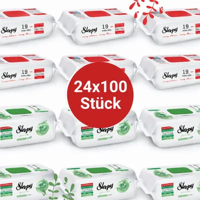 Produktbild von Sleepy Easy Clean Oberflächenreinigungstücher – 12x100 Kirsche + 12x100 Pine | Arbeitsplatte reinigen