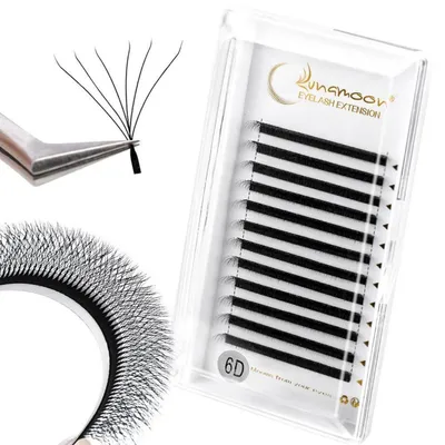 Productafbeelding van Wimperverlenging 6D W, gefanste volume-wimpers, matzwart, 0.07 C, 9 mm