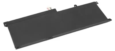 A black laptop battery is shown from a diagonal angle against a white background.