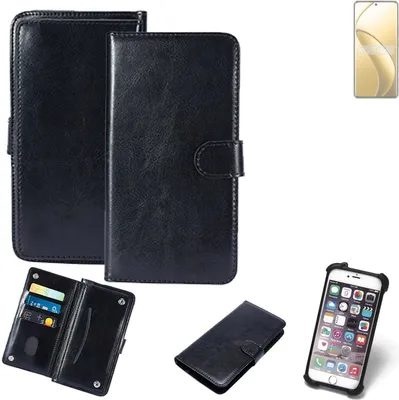 Produktbild von K-S-Trade 360° Hülle kompatibel mit Realme 12 Pro+ schwarz Kunstleder Case BookCase WalletCase Kunstlederederhülle Handyhülle, Rundumschutz Bumper