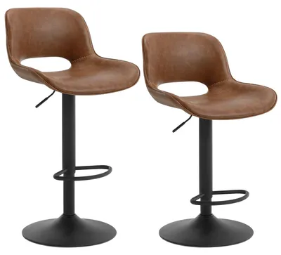 Immagine prodotto di Sgabelli da bar - Set di 2 - Sgabelli per bar - Sgabelli da cucina - Regolabili - Similcuoio vintage - Struttura in metallo - Marrone