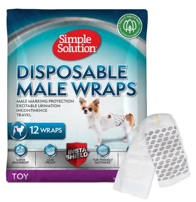Imagen del producto de Pañales desechables para perros machos, marca Simple Solution, talla XS