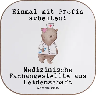 Produktbild von Mr. & Mrs. Panda Tassen Untersetzer Medizinische Fachangestellte Leidenschaft - Weiß - Geschenk, Glas, Tischuntersetzer, Beruf, Gläser, Krankenhaus, MFA, Coaster, Spruch