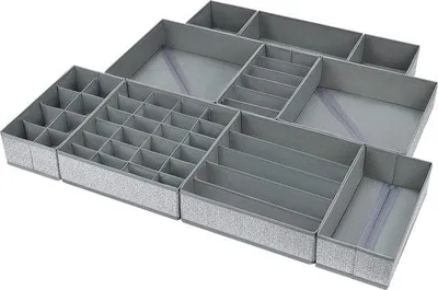 Produktbild von Famanu Aufbewahrungsboxen Set 10 Stück - faltbare Organizer in Lichtgrau
