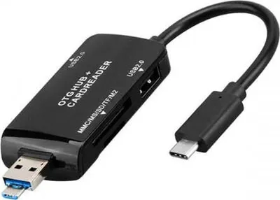 Produktbild von SYSTEM-S 3in1 USB 3.1 Type C zu TF SD Card USB Typ A und Micro-USB Card Reader Kartenleser OTG Adapter in Schwarz