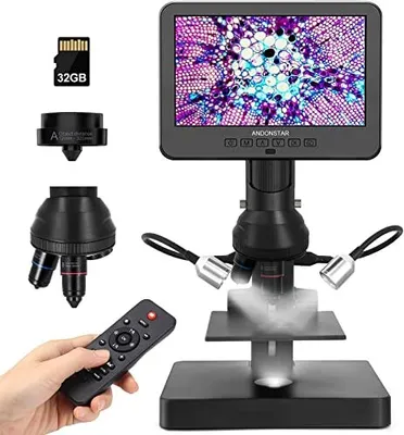 Produktbild von Andonstar AD246S-P HDMI Digitales Mikroskop 7 Zoll Bildschirm, 4000 x 3 Objektiv 2160p UHD-Videoaufzeichnung, Münzfehlermünzen, Biological Kit Erwachs