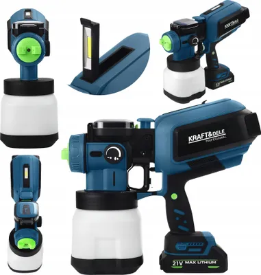 Zdjęcie produktu dla Bezprzewodowy Akumulatorowy Pistolet Natryskowy Lakierniczy 21V 1,2 L LED