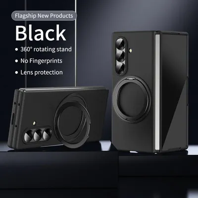 Obrázek produktu pro Pouzdro pro Samsung Galaxy Z Fold 7 s magnetickým stojánkem a ochrannou fólií na displej, lehké PC ochranné pouzdro Černý