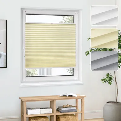 Produktbild von Klemmfix Plissee Creme 100x100cm Sichtschutz für Fenster Polyester Stoff Pure Basic Jalousiescout