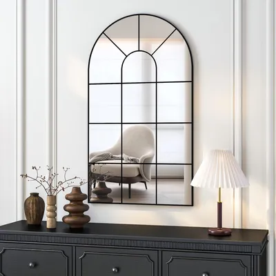 Obrázok produktu pre Zakrivené nástenné zrkadlá s čiernym kovovým rámom