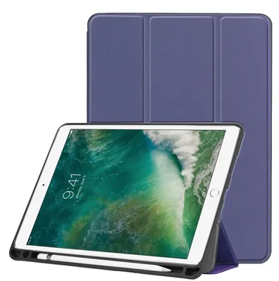 Produktbild von Mobigear Dreifach-Faltetui für iPad Air 3 (2019), aus TPU und Kunstleder, Klapphülle mit Stifthalter - Dunkelblau