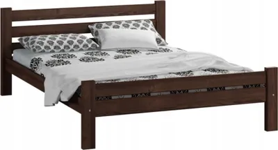 Produktbild von Massivholzbett, Einzelbett mit dicken Beinen & sicherem Lack 210x132x72 cm, Walnuss