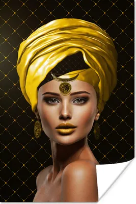 Produktbild von MuchoWow® Poster Frau - Farben - Gelb 120x180 cm - Kunstposter