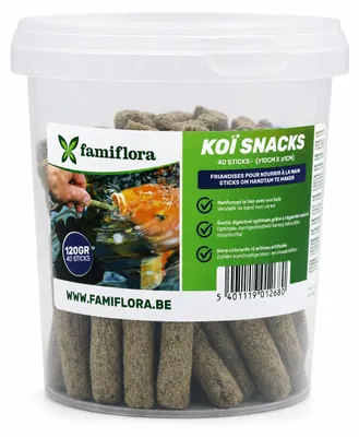 Produktbild von Koi Sticks 1L - Handzahmfutter - 40 Sticks x 120g - Mit Hagebutte - Natürlich & leicht verdaulich - 1 Liter - ±40 Sticks (120g) - Ideal für Handzahmung - Mit natürlicher Hagebutte
