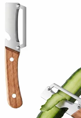 Gemüseschäler aus Edelstahl mit Holzgriff und Flaschenöffner