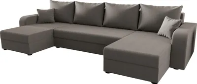 Image de CANAPE HEWLET U BIS Sawana 21 Gris avec fonction sommeil Canapé en forme de U avec coffre de rangement Canapé de salon Canapé-lit Coffre de rangement Canapé-lit