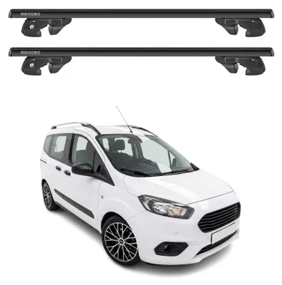 Produktbild von Dachträger für Ford Tourneo Courier I 2018-2023 Facelift Alu 90kg Schwarz 2x, KI-generiertes Bild