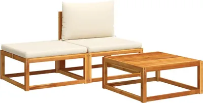 Produktbild von vidaXL 3-tlg. Gartensofa-Set mit Kissen Holz Akazie & Seil