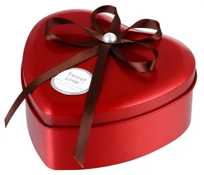 Herzdose aus Metall mit Deckel, rot, 12 x 11,3 x 4,8 cm, leer