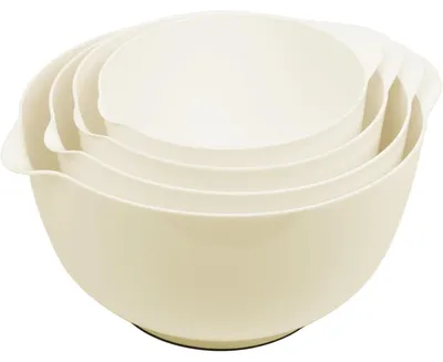 Productafbeelding van Set van 4 mengkommen van kunststof, antislip, stapelbaar, beige
