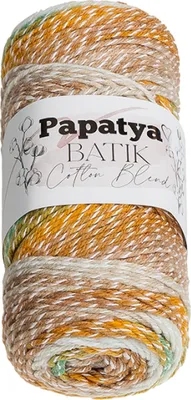 Image de PAPATYA Coton BLEND batik - 100g / 225 m - Blanc,Marron,Vert