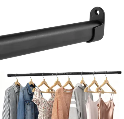 Image de Solidchoice - Barre de suspension extensible noire de 25 mm, longueur 43-191 cm, pour armoires