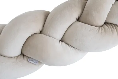 Geflochtene Bettschlange aus VELOURS SAMT Beige