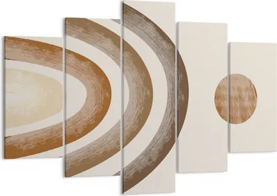 Produktbild von Bild auf Leinwand - Leinwandbild - 5 Teile - Stück geometrisch Boho - 150x100cm - Wand Bild - Wanddeko - Wandbilder - Leinwanddruck - Bilder - Wanddekoration - Leinwand bilder - EA150x100-4841