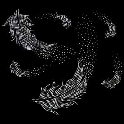 2 aufbügelbare Patches mit Strass, Pfauenfedern, 34 x 30 cm
