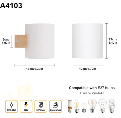 Produktbild von Holz-Wandleuchte - Modell A4103 - E27-Fassung - 220 V - 1-flammig - Nicht dimmbar - Ohne Leuchtmittel