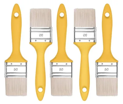 Imagen del producto de Juego de pinceles planos M7 5X, 50 mm, serie 37, con cerdas sintéticas para barnices de madera, con mango de acero