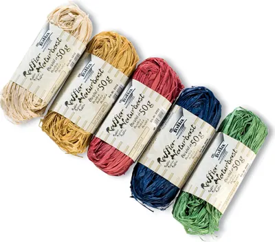 Produktbild von folia Raffia-Naturbast farbig sortiert 5 Bündel á 50 g