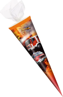 Produktbild von Schultüte / Zuckertüte / 35cm / rund / Tüllverschluss / "Feuerwehr"