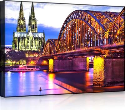 Produktbild von lightbox multicolor | Beleuchtete Wandbilder | Wunderbare Hohenzollernbrücke bei Nacht | 100x70 cm | front lighted