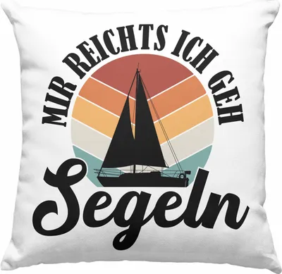 Produktbild von Trendation - Mir Reichts Ich Geh Segeln Deko-Kissen mit Füllung 40x40 Geschenk Männer Frauen Segler Segelboot Geschenkidee Katamaran (Grün)
