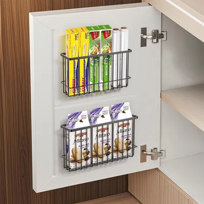 Produktbild von 2 Stück Küchenschranktür-Aufbewahrungsbox, Küchen- und Duschregal-Set Ohne Bohren Spülbeckenorganizer Küchen Organizer Küchenregal mit Haken