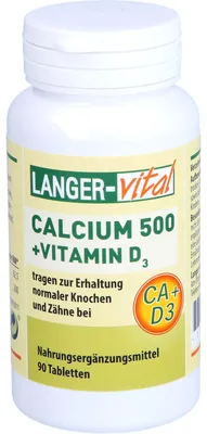 Obrázek produktu pro LANGER-vital Calcium 500 + Vitamin D3 pro udržení normálního stavu kostí a zubů, 90 tablet