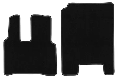 Image de Tapis avant en moquette pour Mercedes Actross MP4 2011- (utilitaire) – 2 pièces, noirs, sur mesure – Wielganizator BASIC