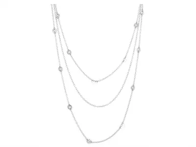 Produktbild von Vintageparts Gliederkette 3 Stränge Ornamente Layer platinfarben 90 cm