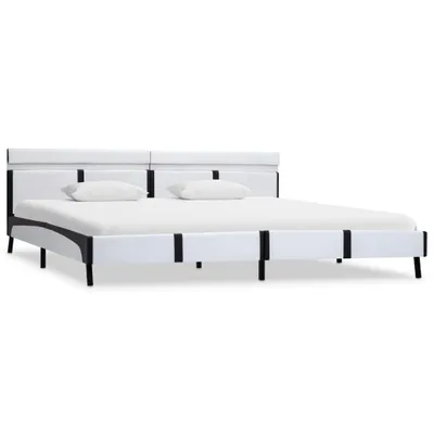 Image de vidaXL Cadre de lit avec LED Blanc Similicuir 180×200 cm