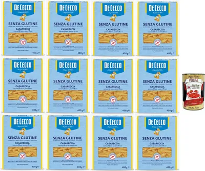 Produktbild von De Cecco Casareccia, senza Glutine No. 88, Glutenfrei,100% Italienisch Pasta Nudeln gluten free 12x 400G + Italian Gourmet polpa 400g