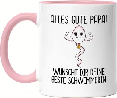 Produktbild von Alles Gute Papa Wünscht Dir Deine Beste Schwimmerin Tasse Blau Vatertagsgeschenk Lustiges Motiv Sohn Geschenkidee