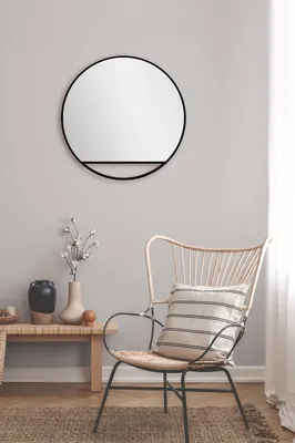 Produktbild von Wandspiegel rund Talos Black Hole Matt Ø 60 cm - Badspiegel mit  hochwertigem, umlaufenden Aluminiumrahmen in matt schwarz - Badezimmerspiegel