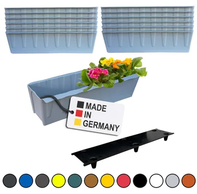 Image de BURI 10 inserts de jardinières pour palettes Euro avec tapis d'arrosage | 37,3cm Gris | Jardinière pour palette Euro | Balconnière | Pot de fleurs | en plastique solide | Germany