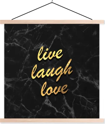 Produktbild von MuchoWow® Textilposter Zitat - Liebe - Marmor - Gold 120x120 cm mit holzfarbenen Rahmen - Textil-Poster